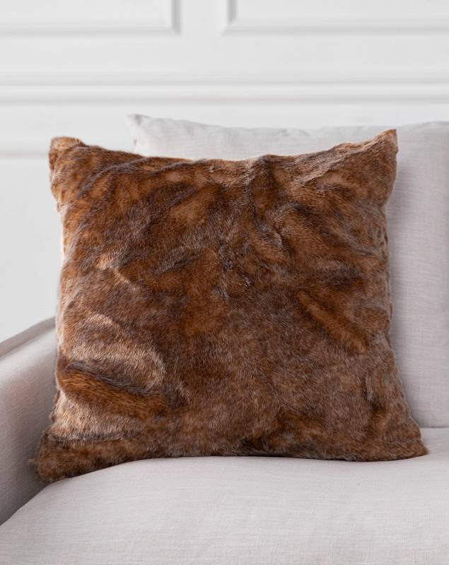 20in Stone Lodge Faux Fur Pillow Cover by Balsam Hill SSC