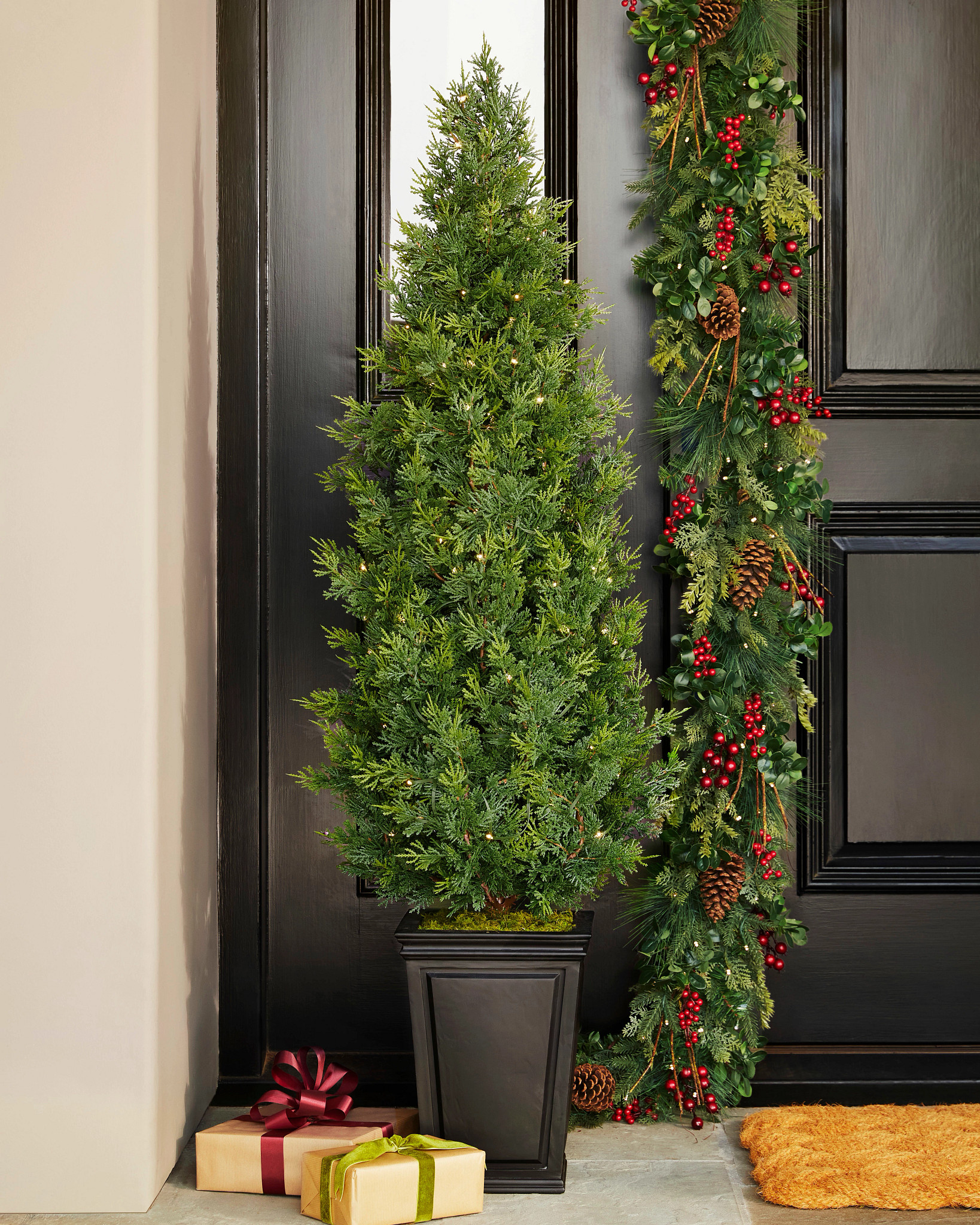 Lit Grand Cedar Potted Tree