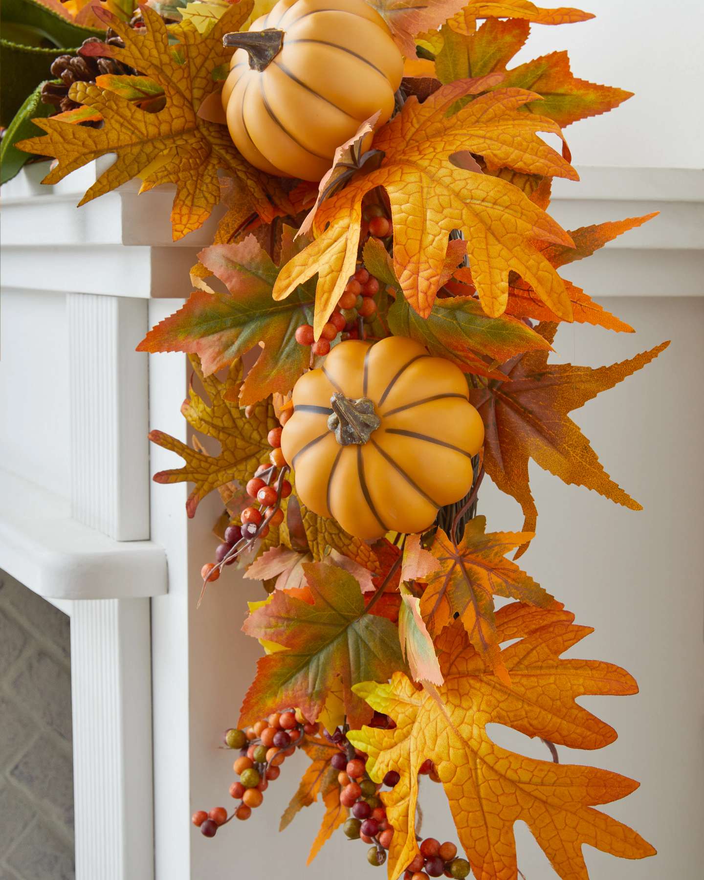 Balsam Hill Golden Harvest Artificial Fall Garland Close-Up
