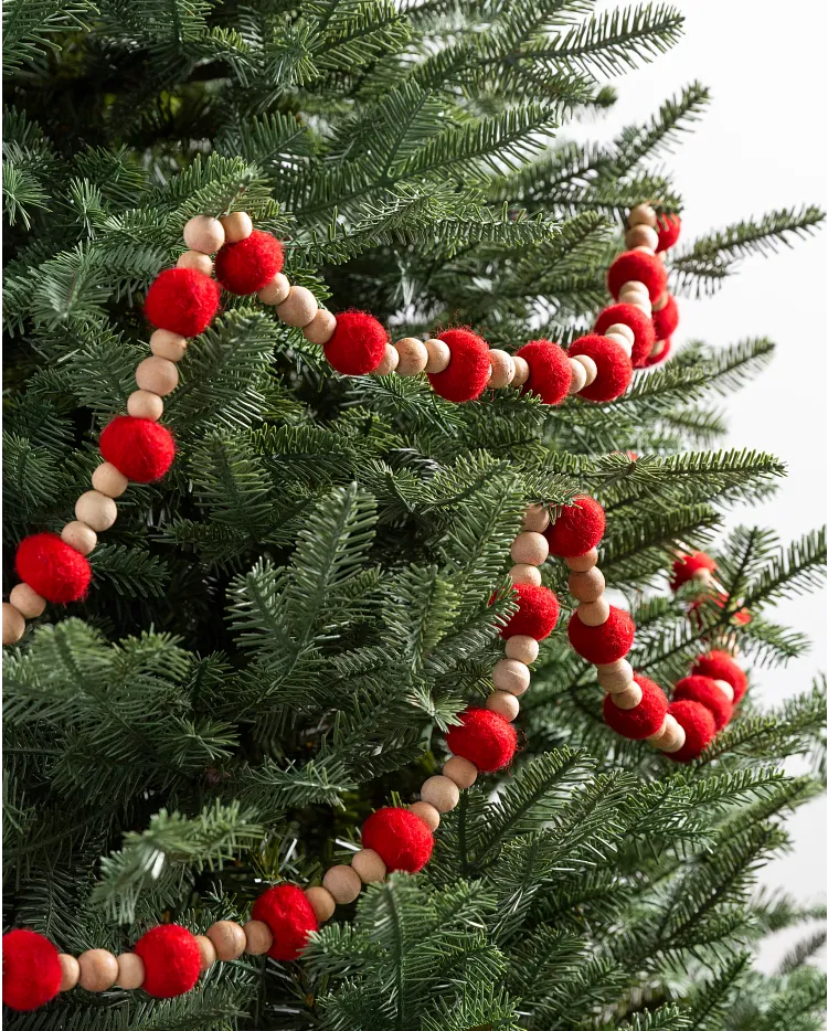 Vintage Style White Wood Bead Garland Christmas Tree Holiday