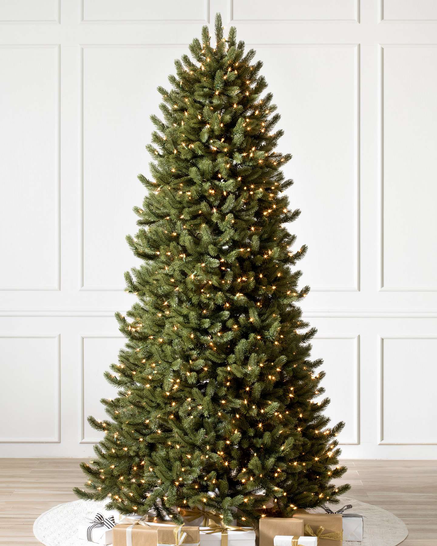 Balsam Hill Vermont White Spruce Narrow Artificial Christmas Tree LED Branch Closeup