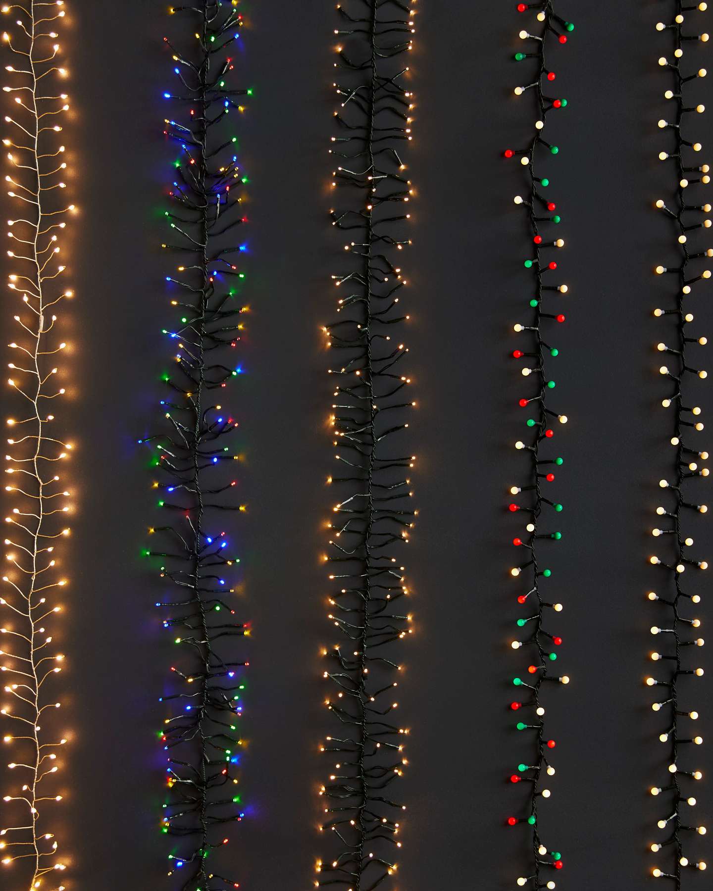 Balsam Hill Cherry Light String Full Display with Different Light Types