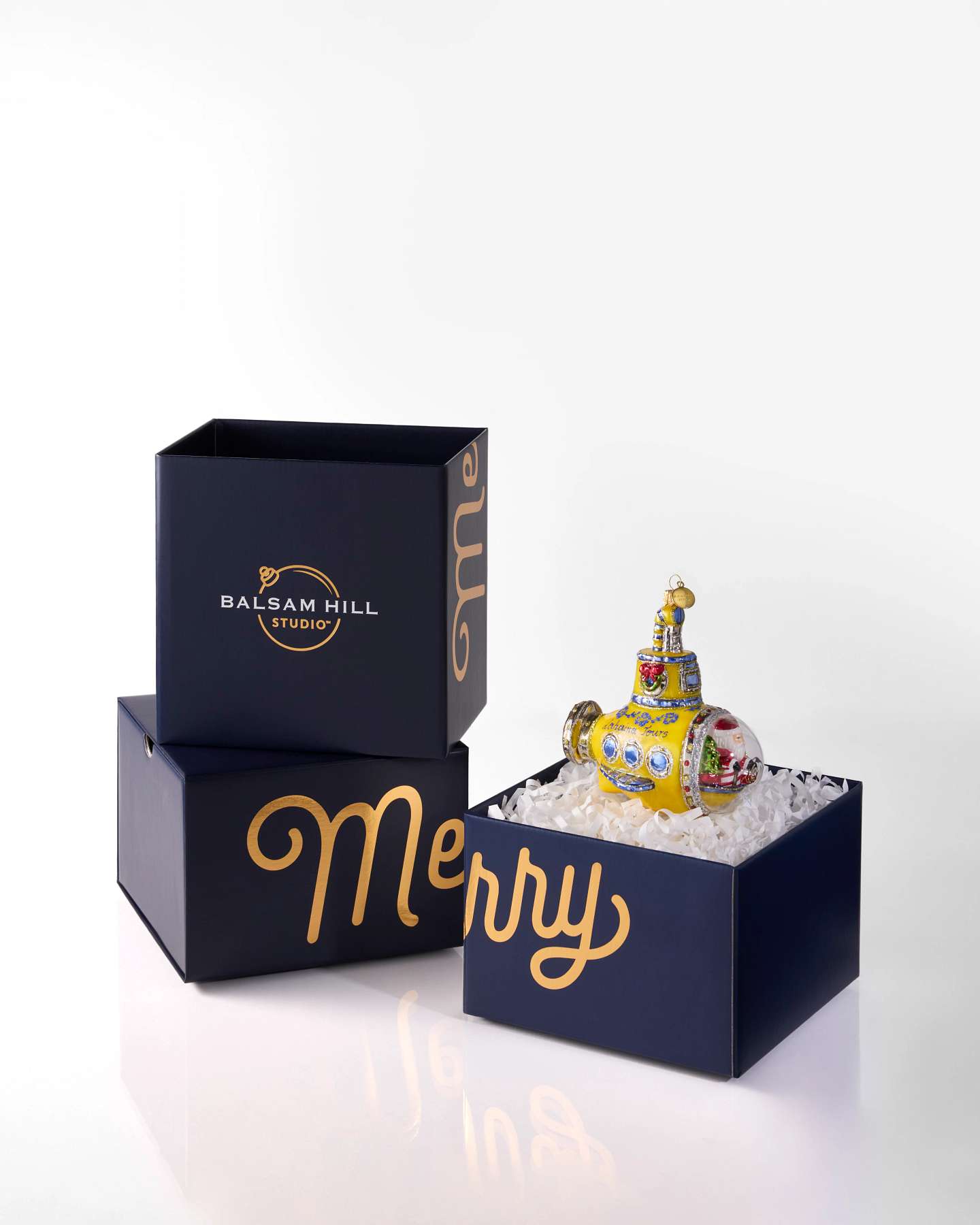 Balsam Hill Studio Santa's Yellow Maui Submarine Ornament