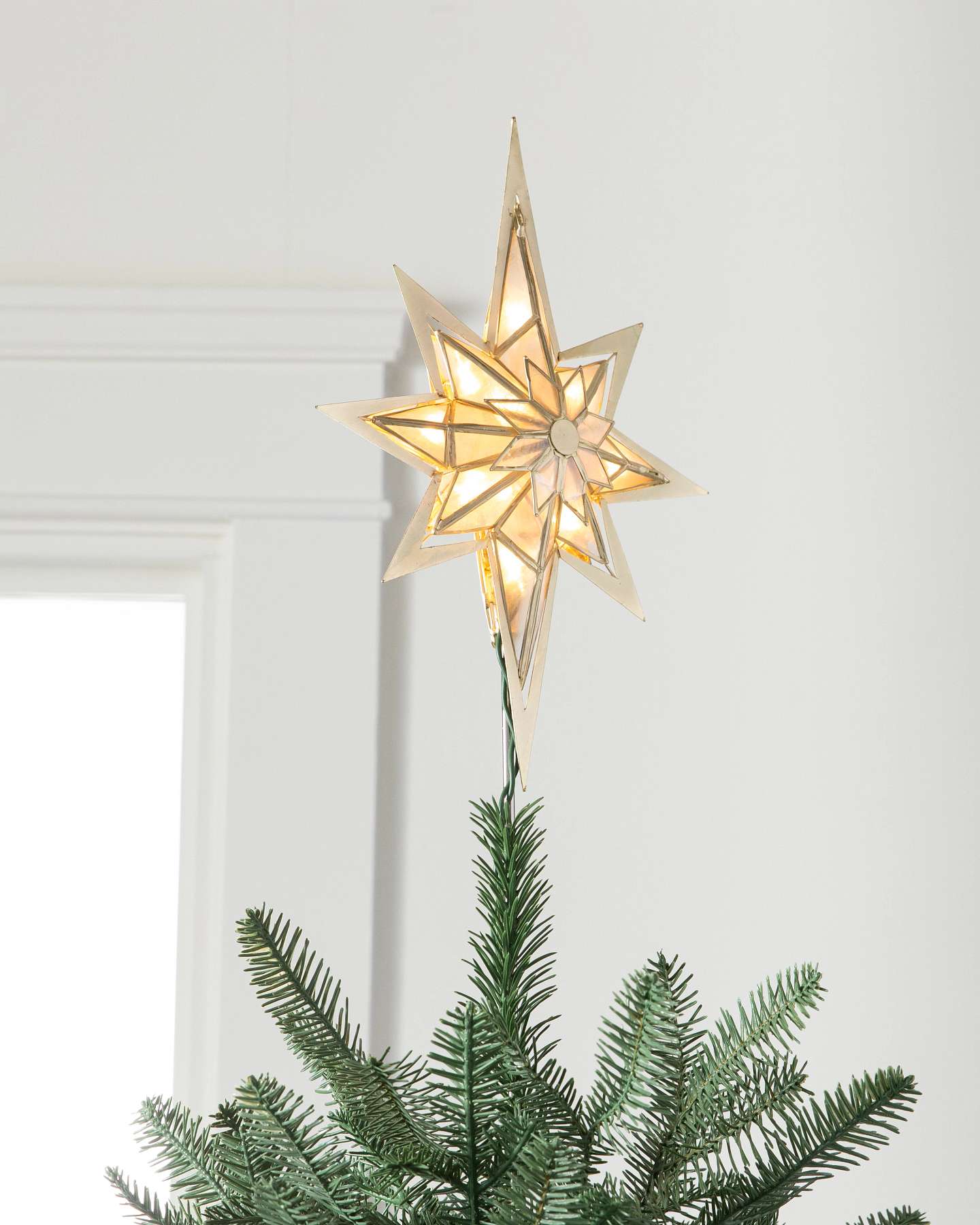 Balsam Hill 12-Inch Capiz Bethlehem Star Artificial Christmas Tree Topper Closeup