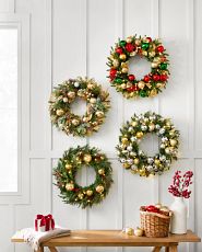 Assorted artificial Christmas wreaths