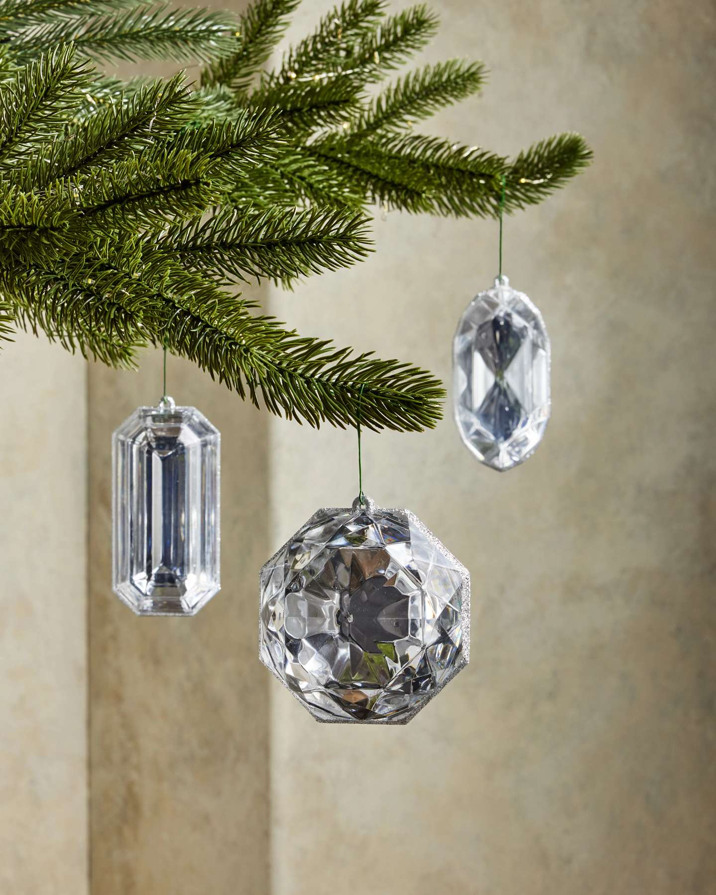 Balsam Hill Silver Christmas Jewel Artificial Christmas Ornament Set of 12 Close-Up