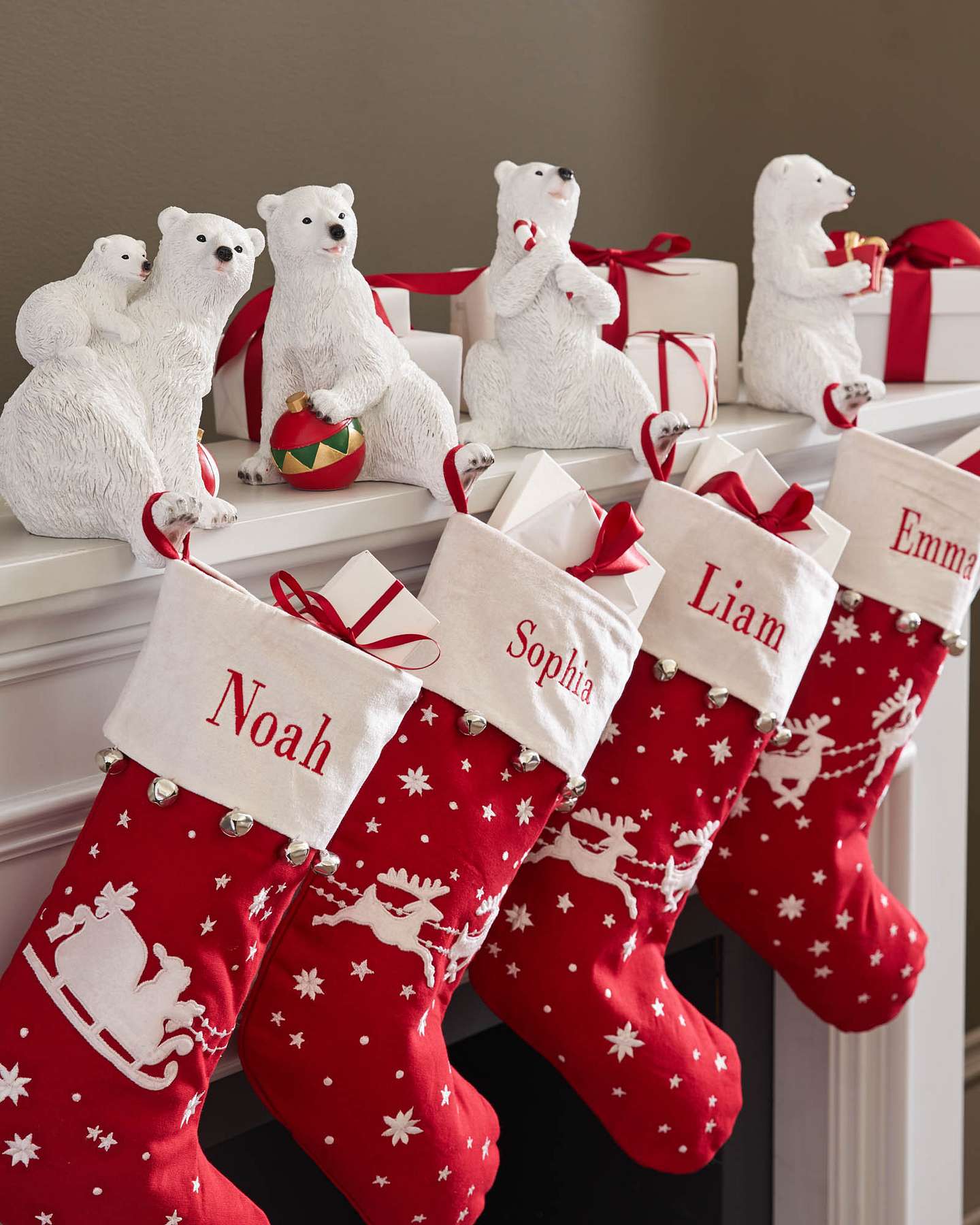 Balsam Hill Dashing Through The Snow Christmas Stocking Lifestyle Display with Personalization