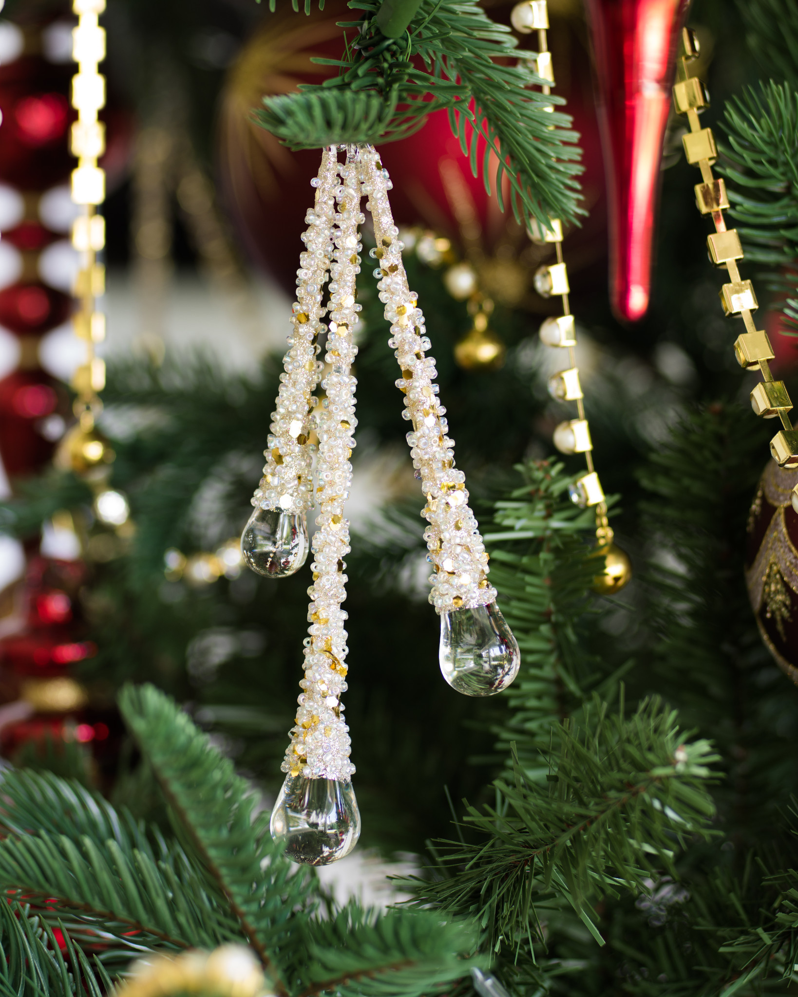 Icy teardrop christmas ornament set  balsam hill