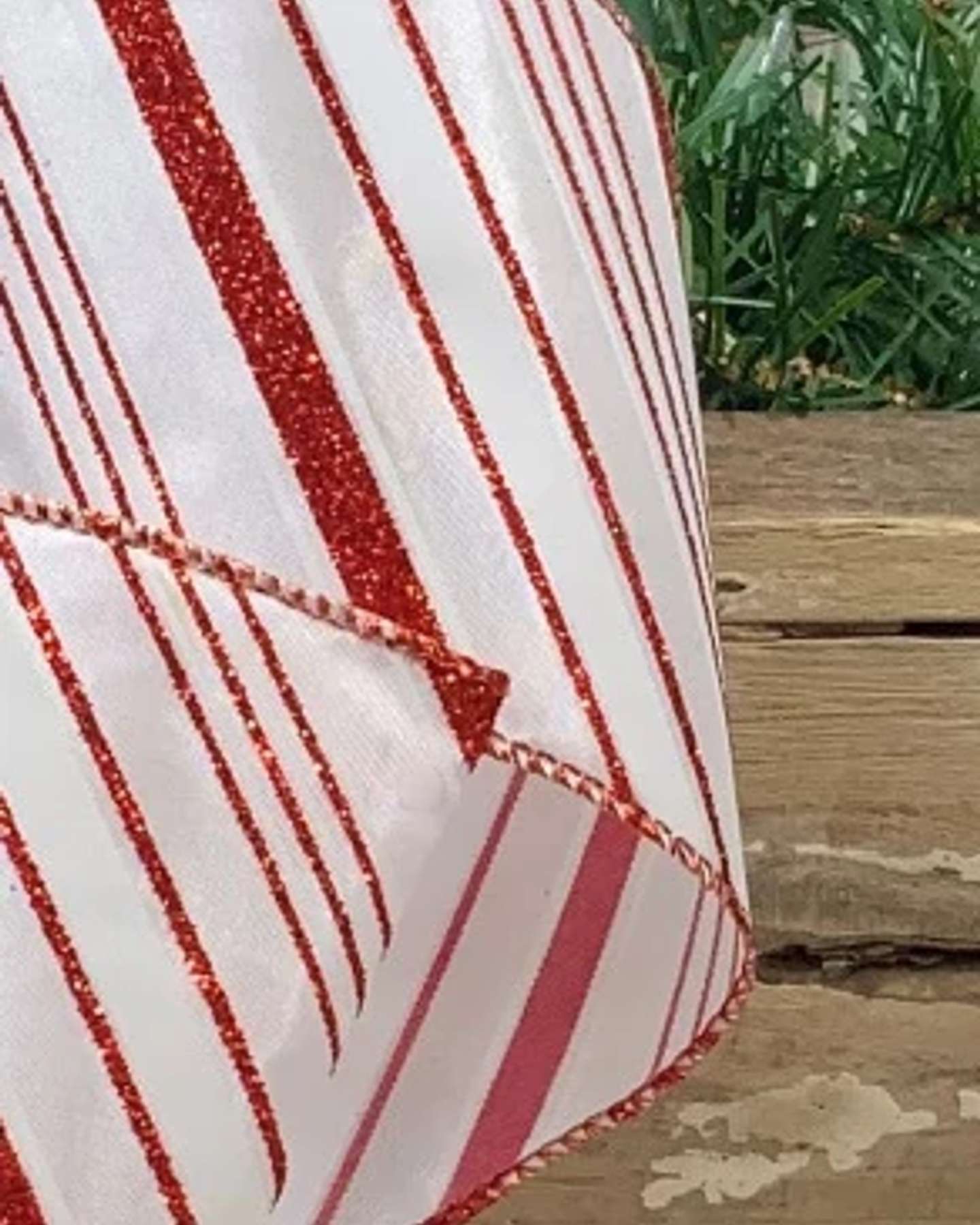 4" x 10yds Red Glitter Stripe Christmas Ribbon