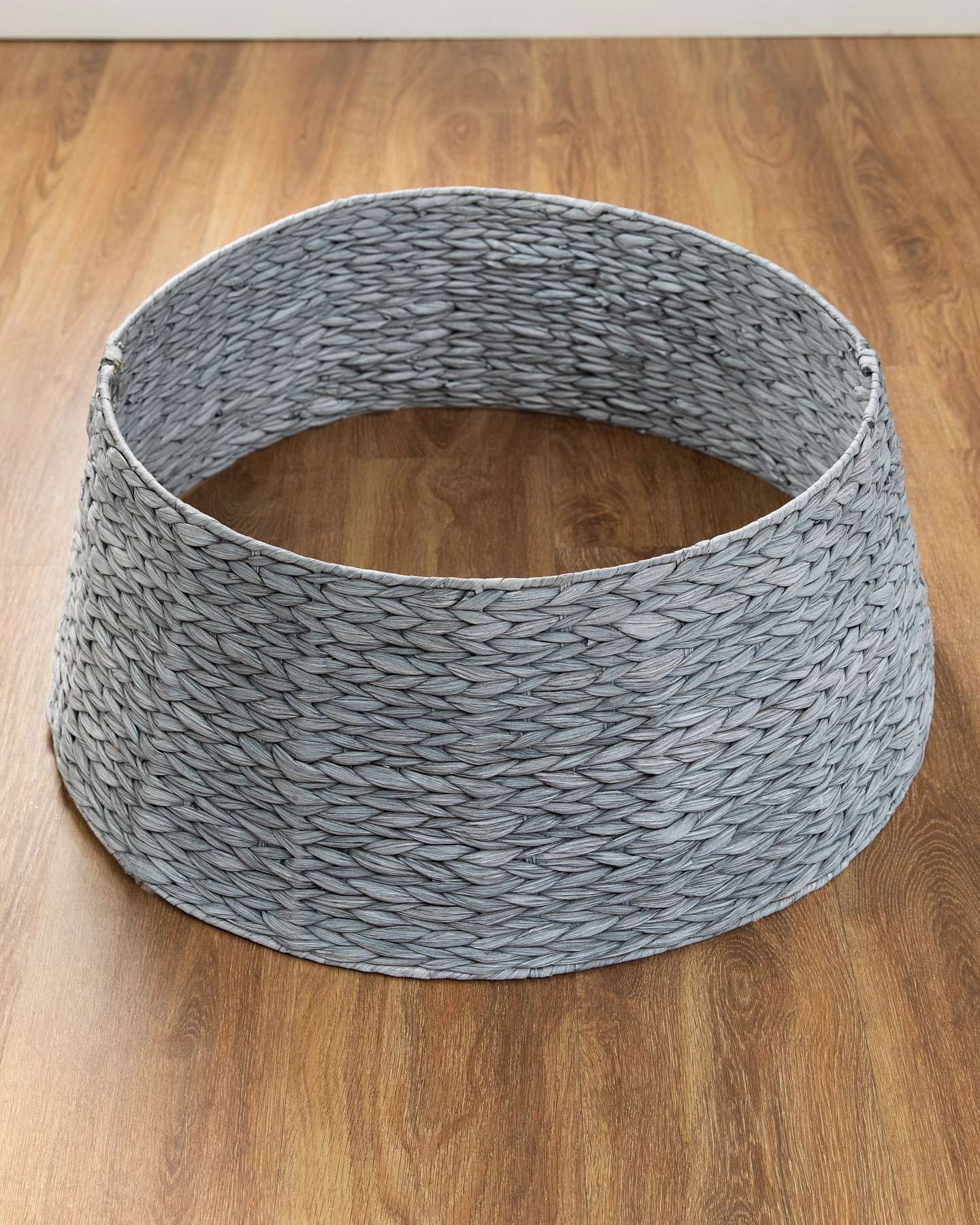 Balsam Hill Small Gray Wash Woven Artificial Christmas Tree Collar in Festive Decor