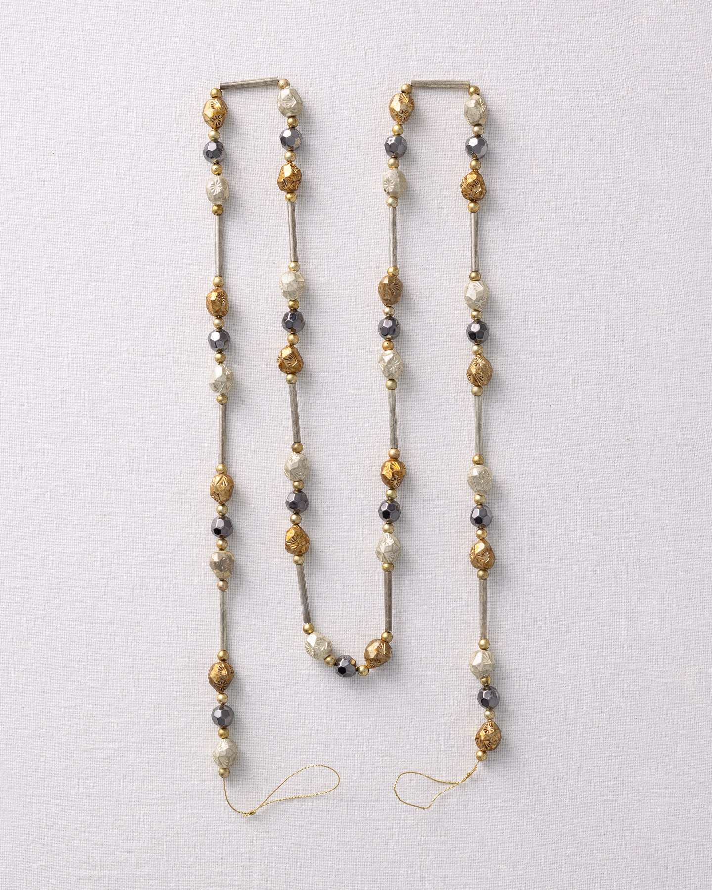 Balsam Hill Bronze Antiqued Beaded Garlands Set of 3 Full Display