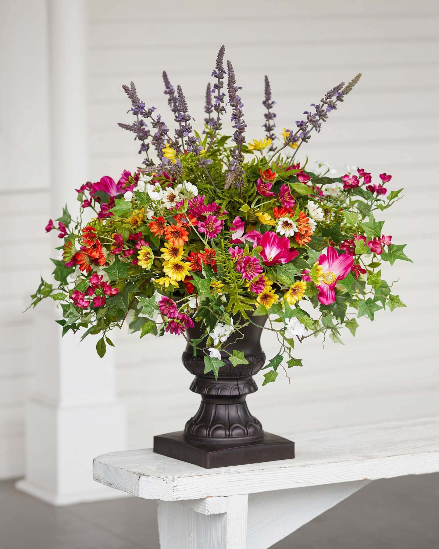 Balsam Hill Outdoor Meadow Artificial Spring Potted Flowers Lush Garden Arrangement