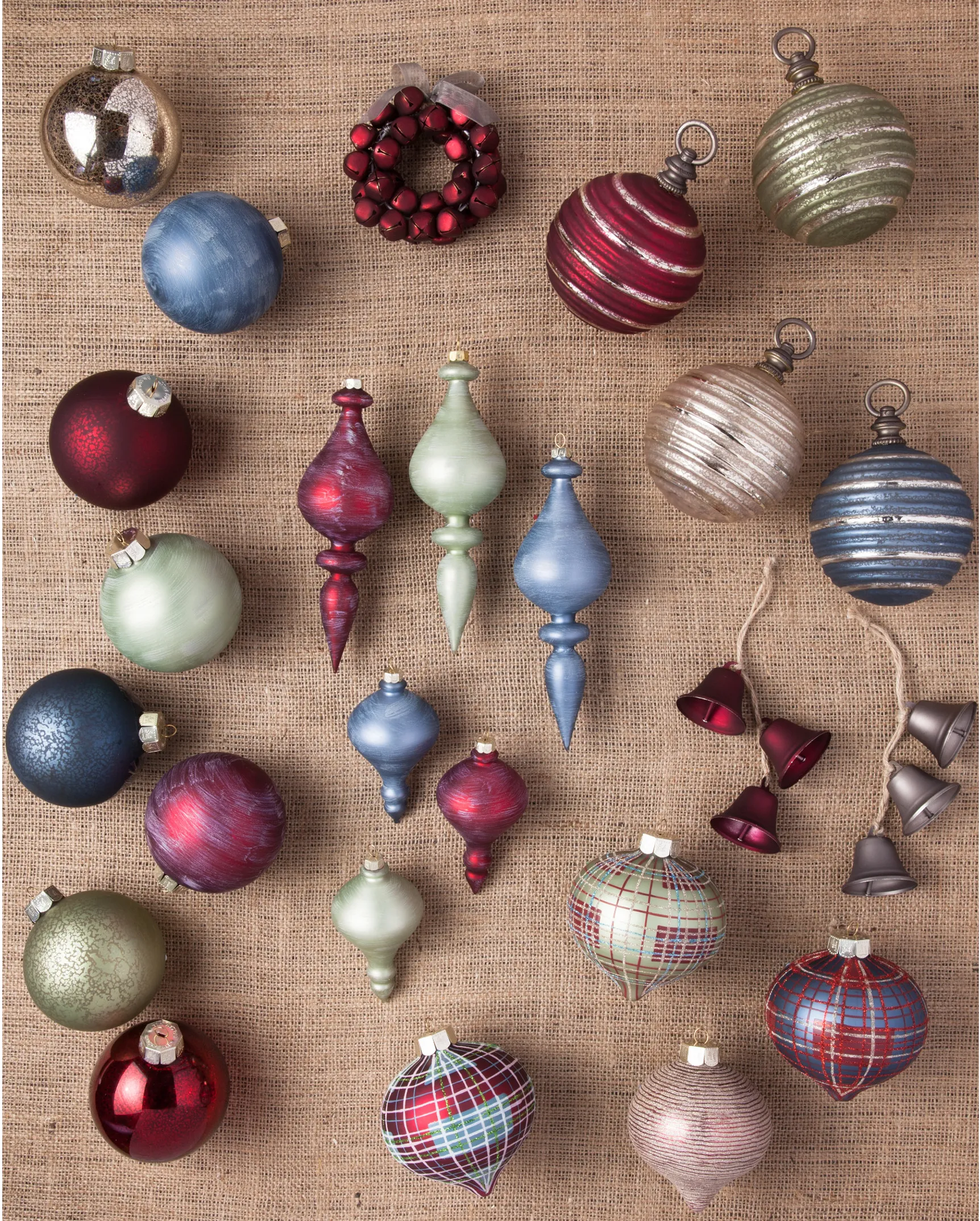 Red Tiny Christmas Ornaments In Assorted Styles Set of 25 Pcs