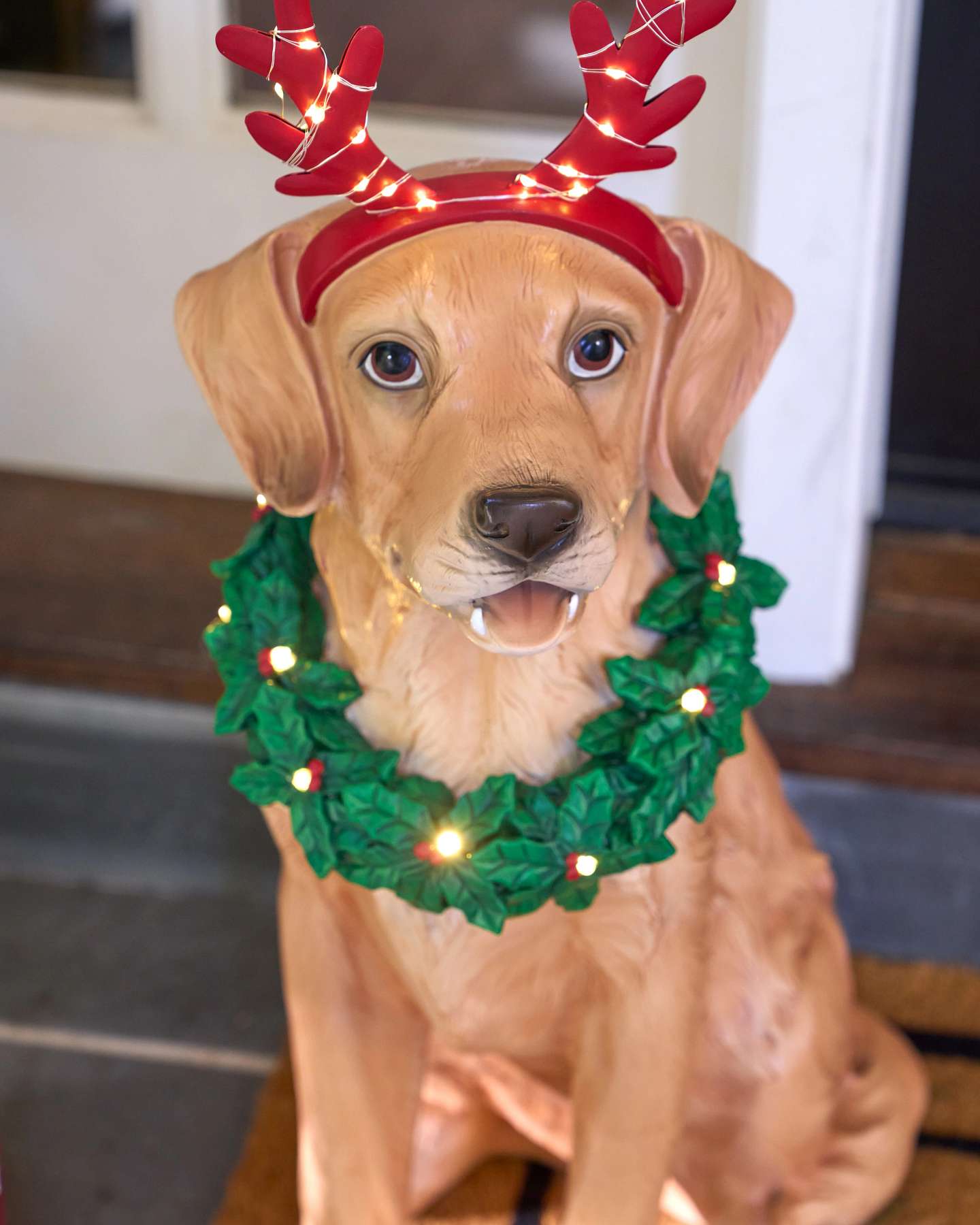 Outdoor Lit Festive Pup Life-Size Dog