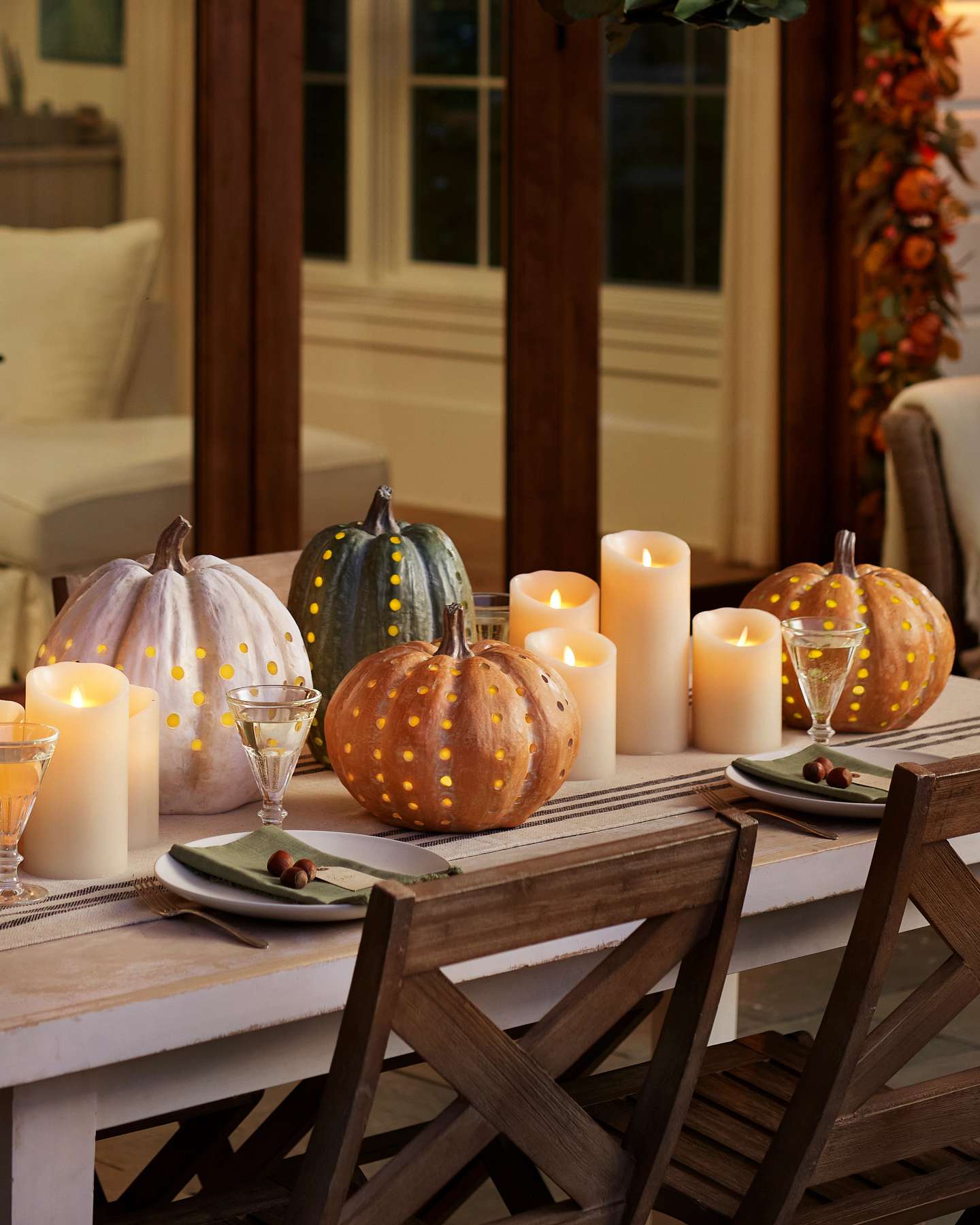Balsam Hill LED Cut-Out Pumpkins in Warm Autumn Display