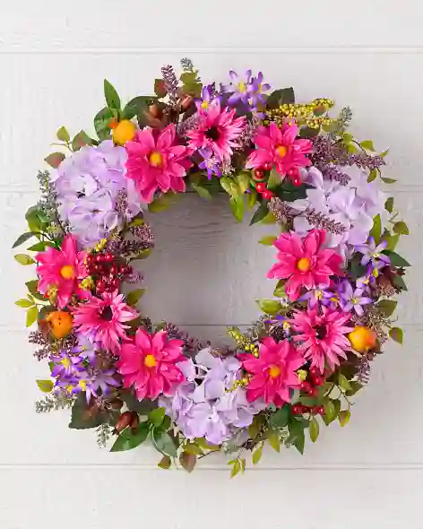 Vibrant Summer Bloom Wreath by Balsam Hill SSC 10