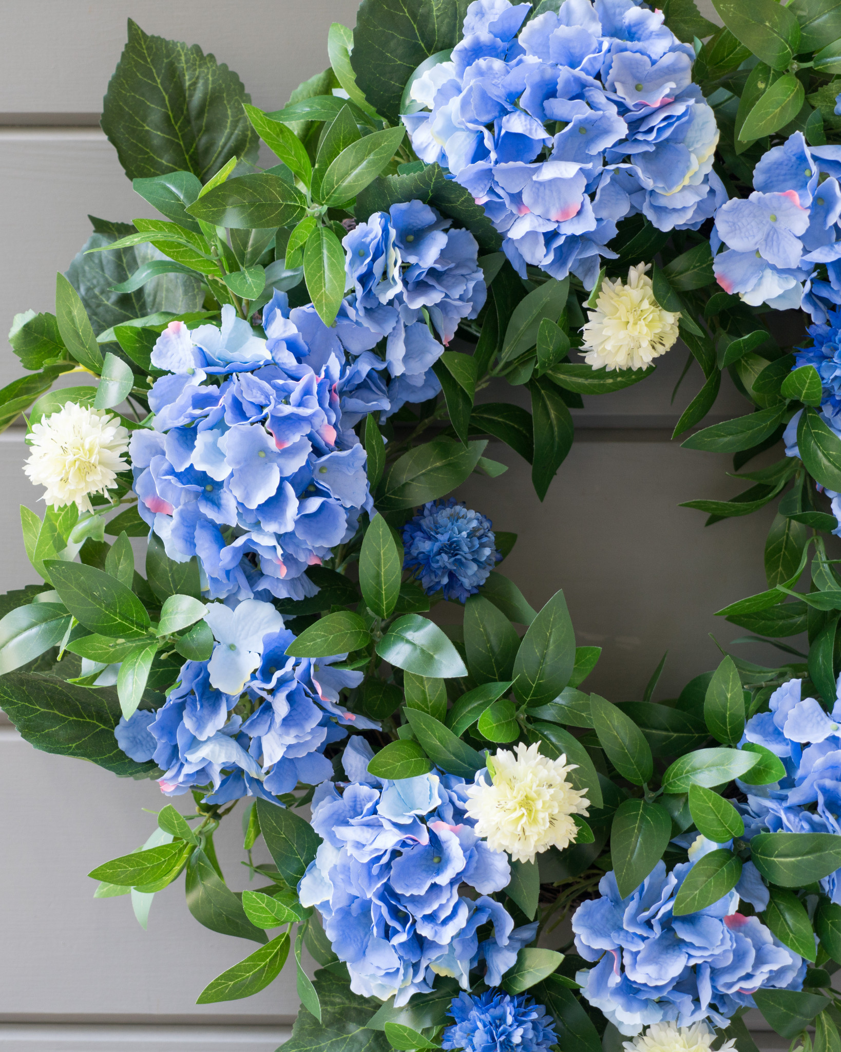 Outdoor Blue Hydrangea Wreath