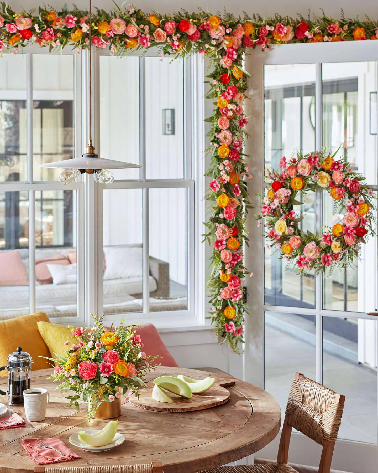 Balsam Hill Sunrise Blooms Artificial Foliage with Vibrant Florals