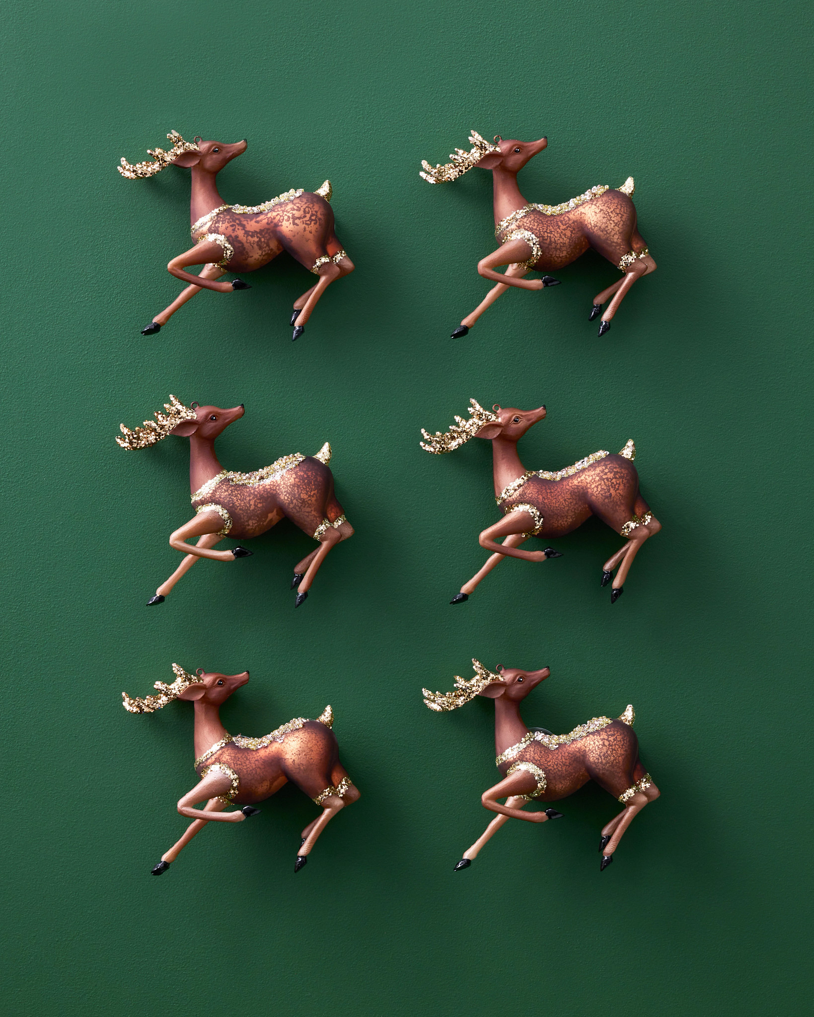 Winter Lodge Reindeer Glass Ornament Set