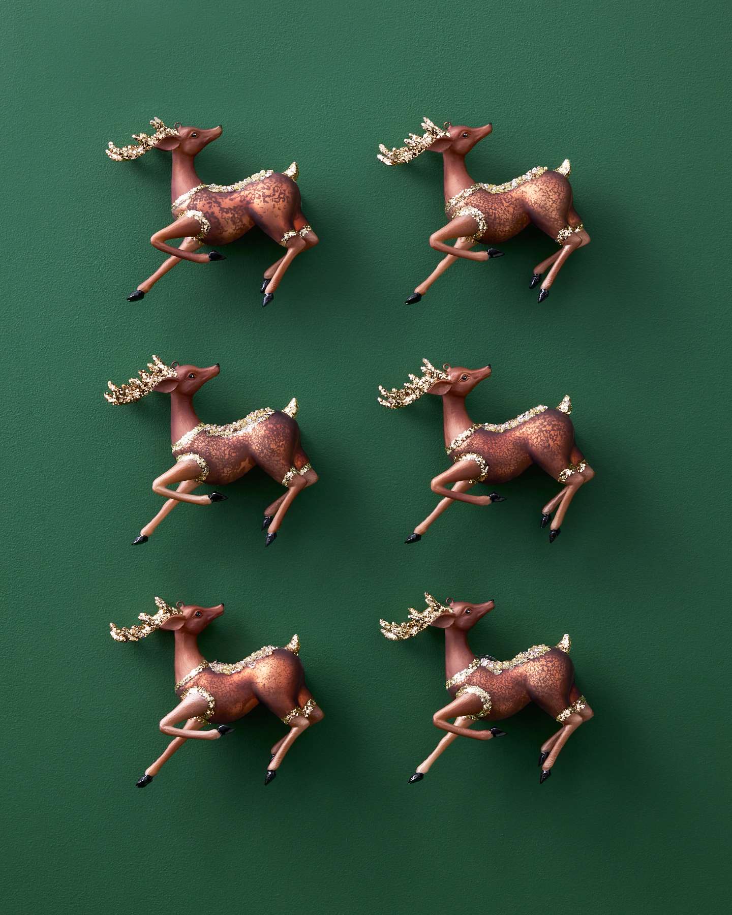 Winter Lodge Reindeer Glass Ornaments, Set of 6