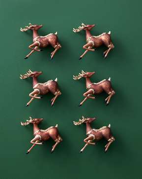 Winter Lodge Reindeer Glass Ornament Set Winter Lodge Reindeer Glass Ornament Set