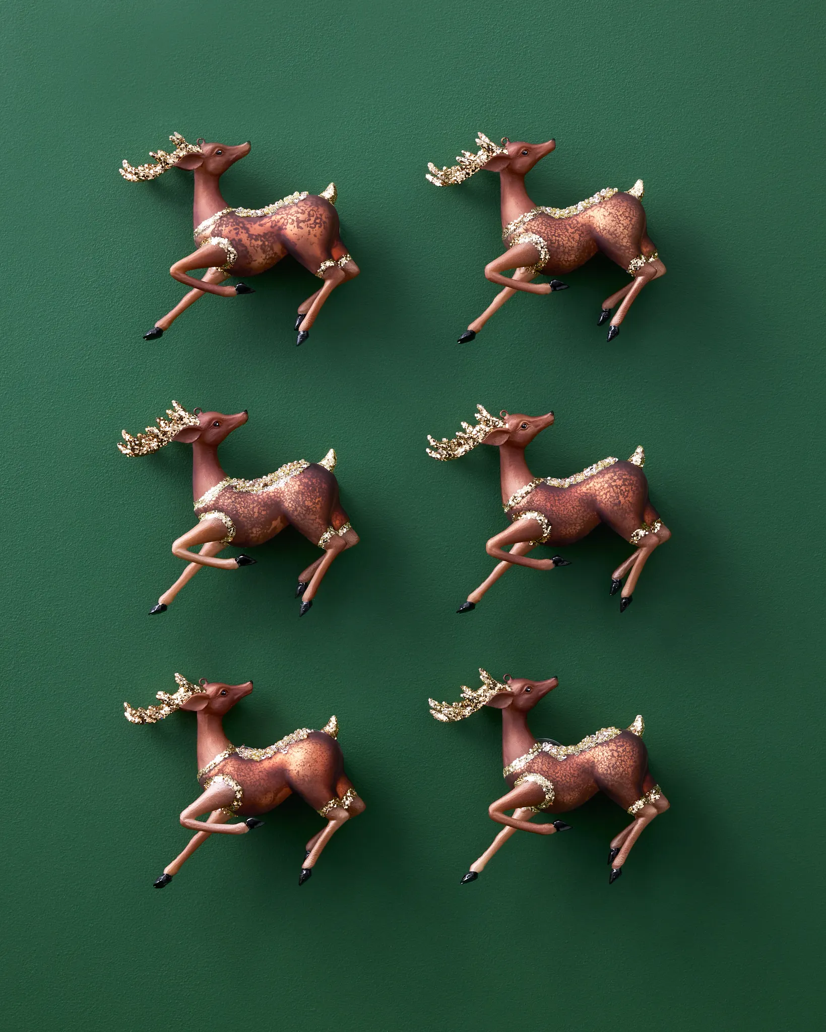 Winter Lodge Reindeer Glass Ornament Set