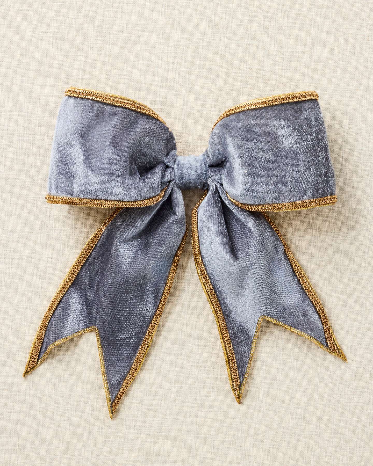 Gray Velvet Gold-Edged Pre-Tied Bow