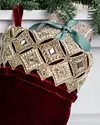 Burgundy Biltmore Gilded Christmas Stocking by Balsam Hill Closeup 10