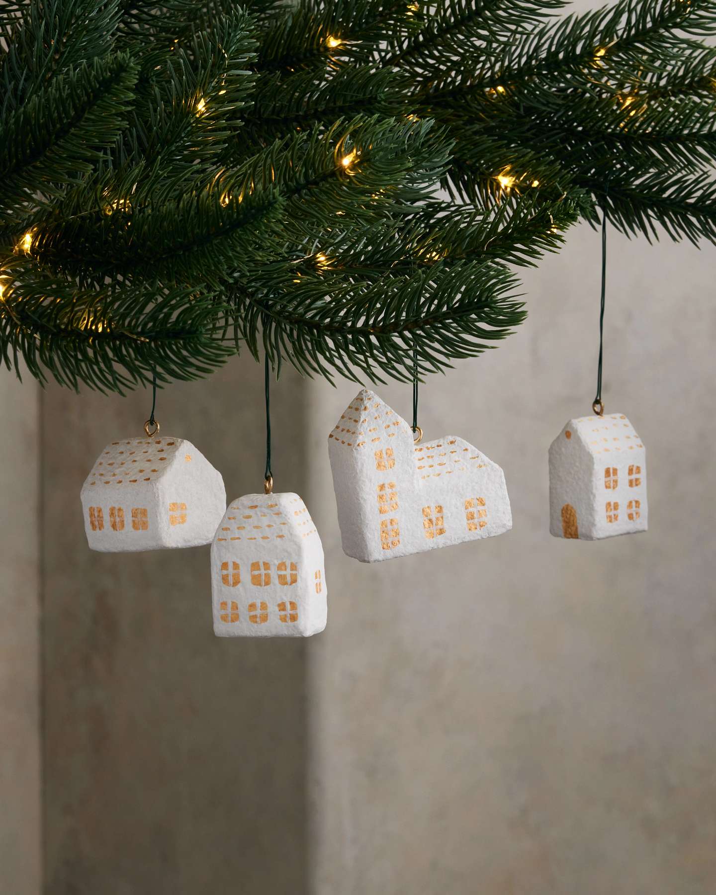 Festive Katran House Ornaments, Set of 12