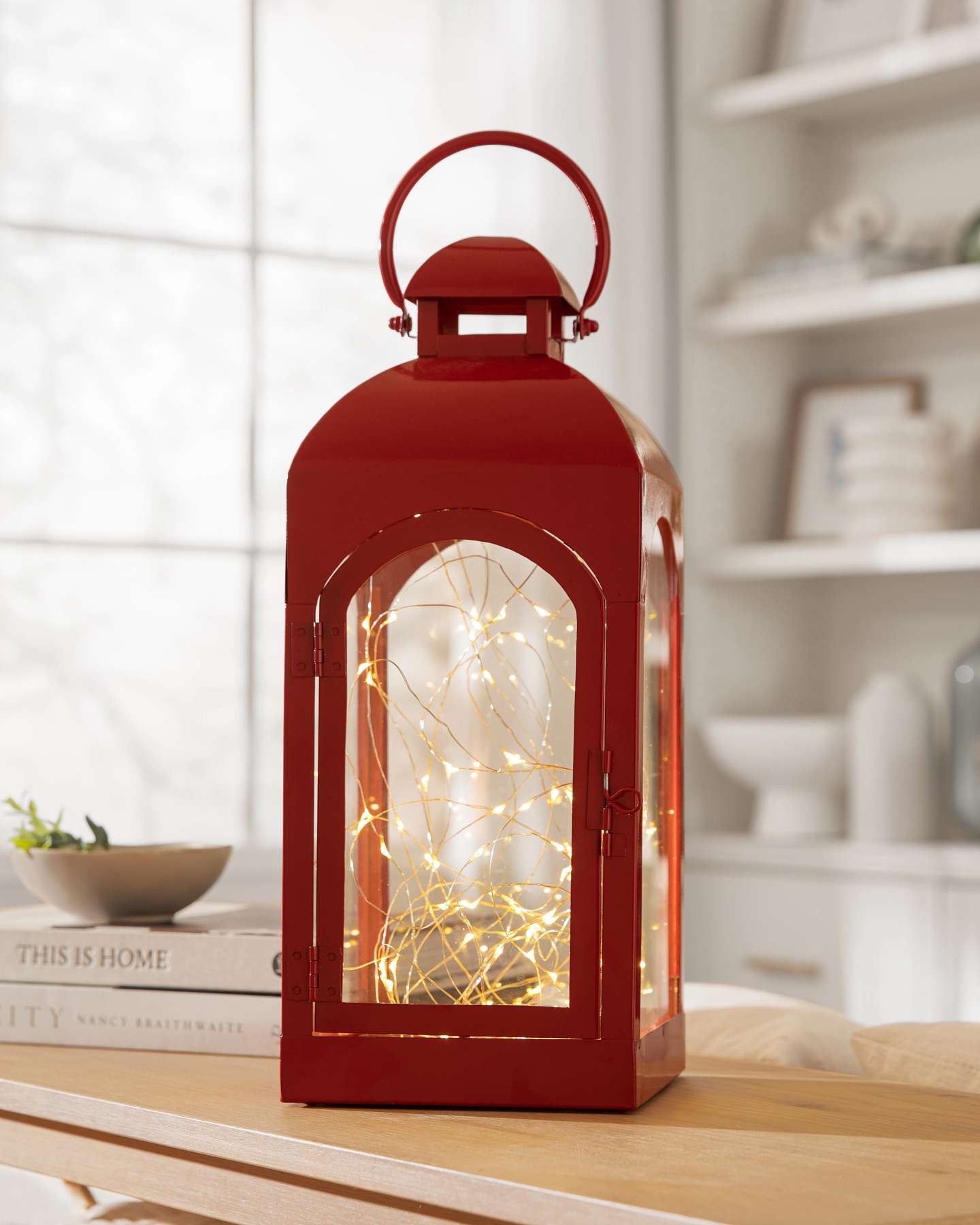 Balsam Hill Red Classic Fairy Light Lantern 16-Inch Elegant Glow