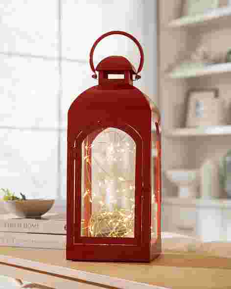 16 inches Red Classic Fairy Light Lantern by Balsam Hill SSC