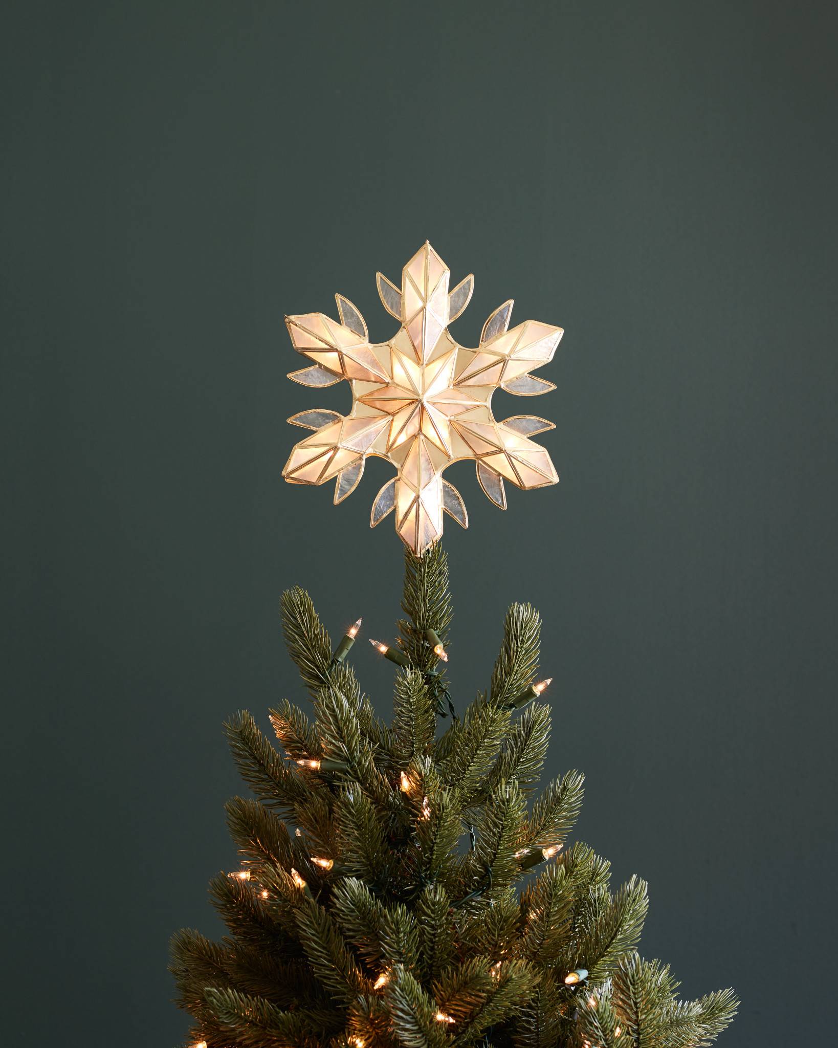 Capiz Snowflake Lighted Tree Topper Balsam Hill