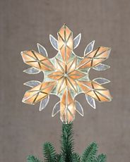 Beleuchtete Weihnachtsbaumspitze Stern aus Capiz-Muscheln