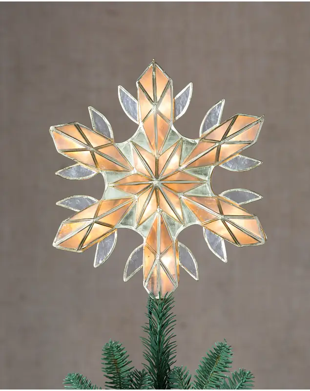 10in Capiz Snowflake Lighted Christmas Tree Topper by Balsam Hill SSC 10