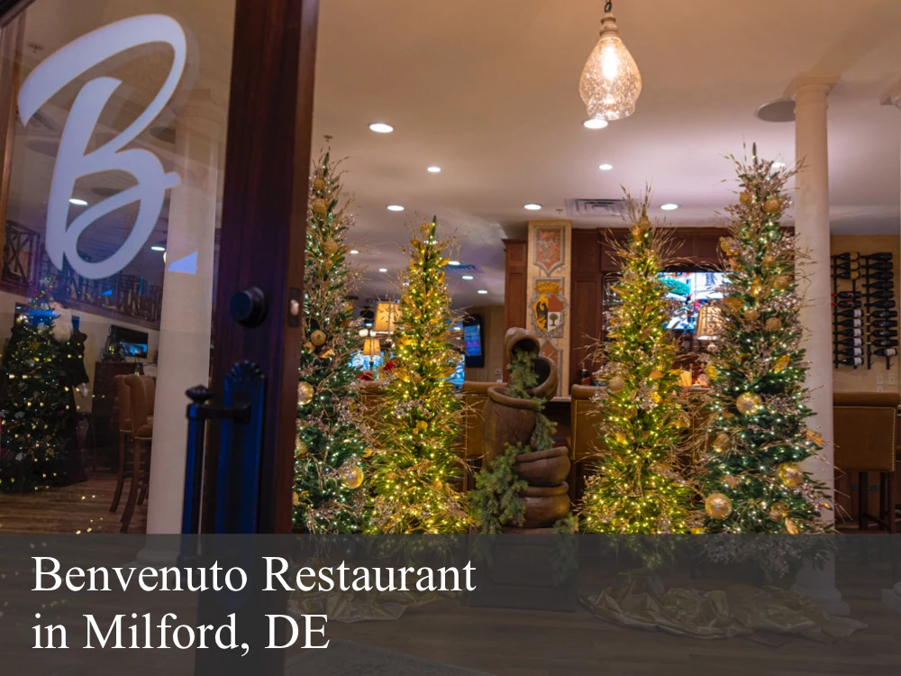 Benvenuto Restaurant commercial Christmas trees and lobby holiday decorating by Balsam Hill