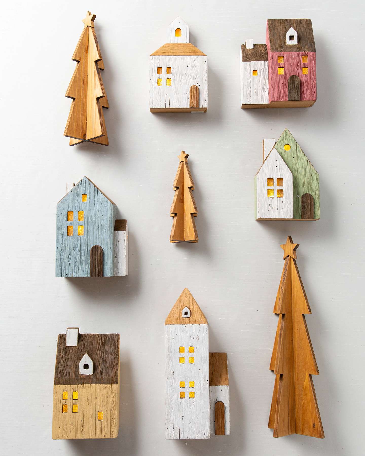 Balsam Hill Farmhouse Lit Wooden Village Set of 9
