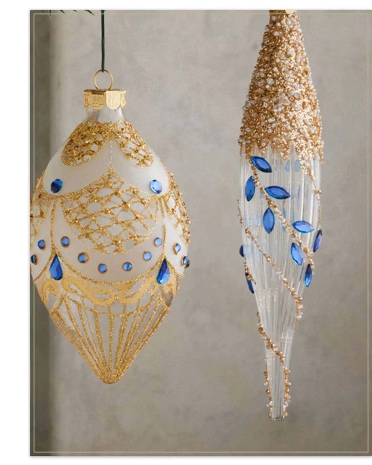 Sapphire & Gold Gilded Glory Mixed Glass Ornament Set