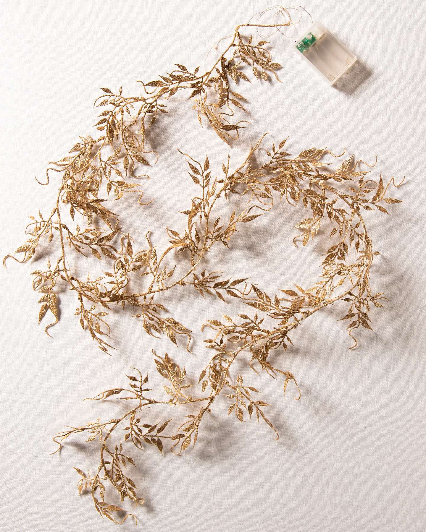 Balsam Hill Champagne Glitter Leaf Lighted Christmas Garlands Set of 4 Closeup