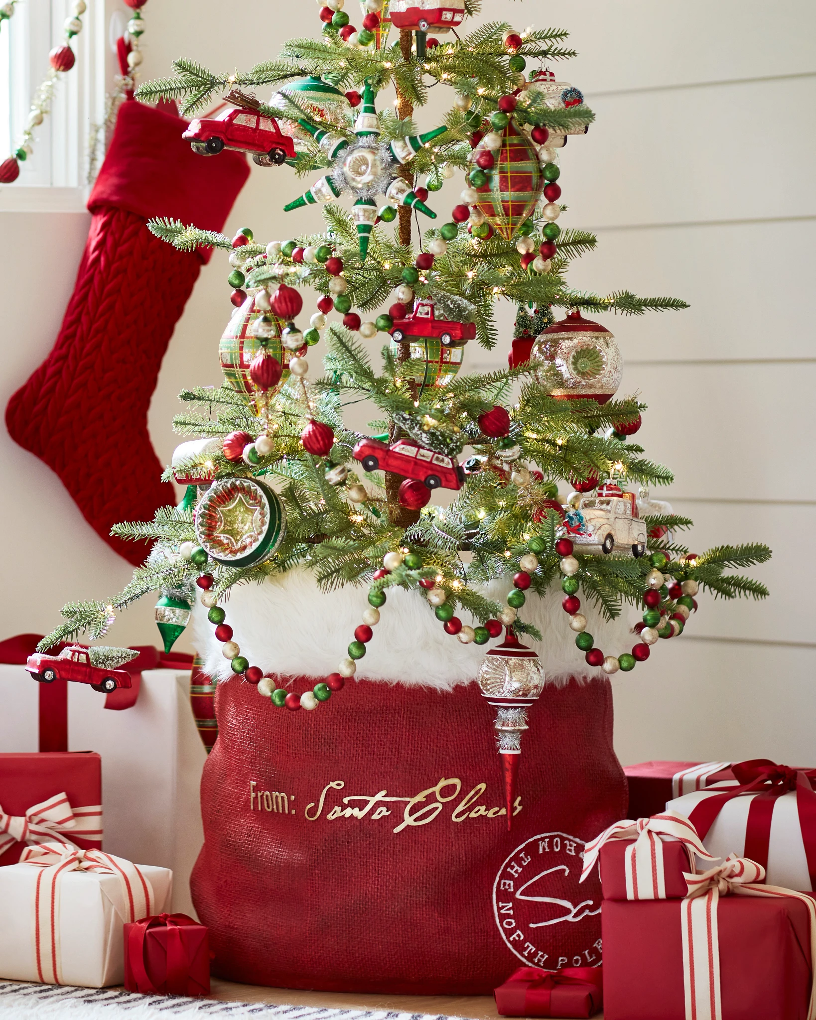 Santa Bag with Fur Collar by Balsam Hill