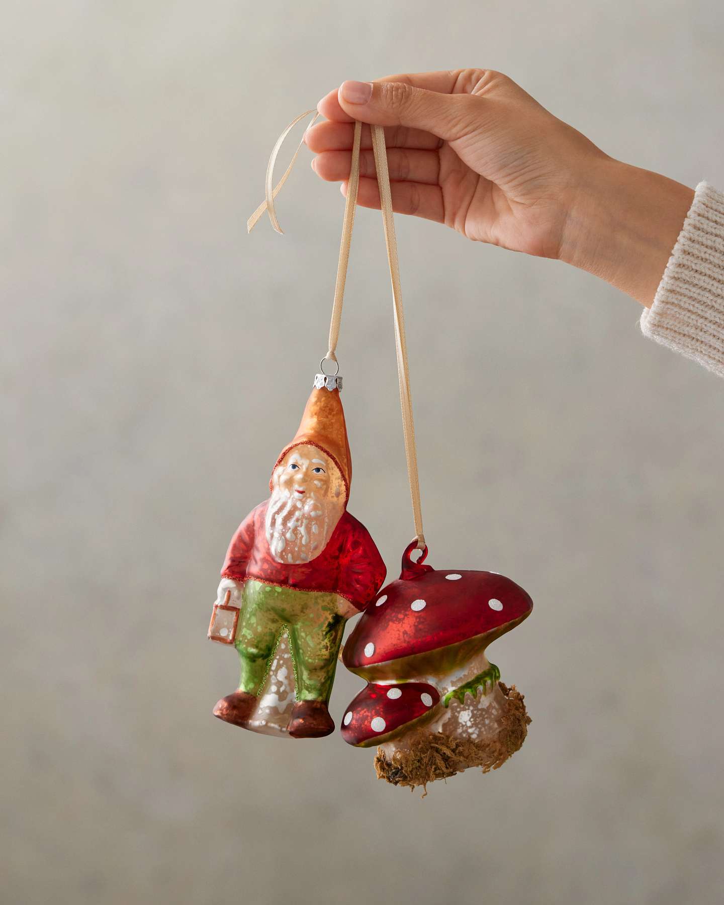 Garden Gnomes Glass Baubles, Set of 4