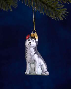 Balsam Hill Studio Husky with Plumeria Ornament Balsam Hill Studio Husky with Plumeria Ornament