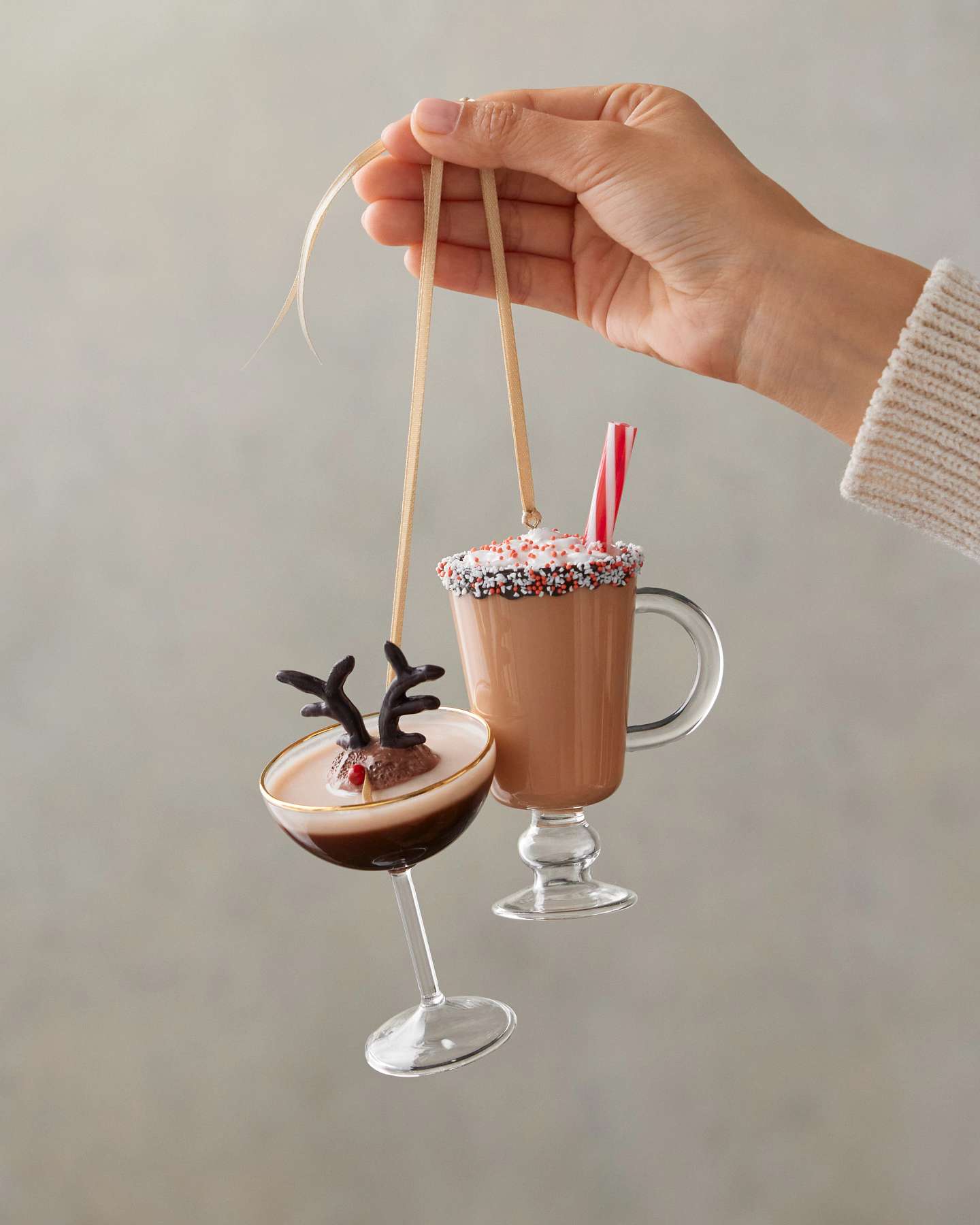 Décorations de cocktails des Fêtes en verre, ensemble de cinq