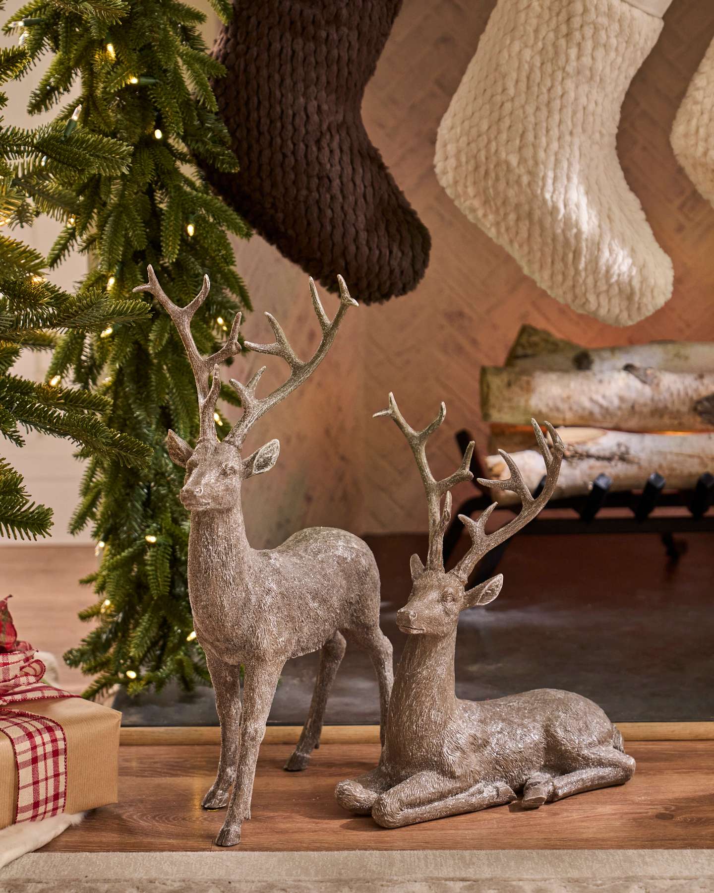 Rustic Shimmering Deer, Set of 2