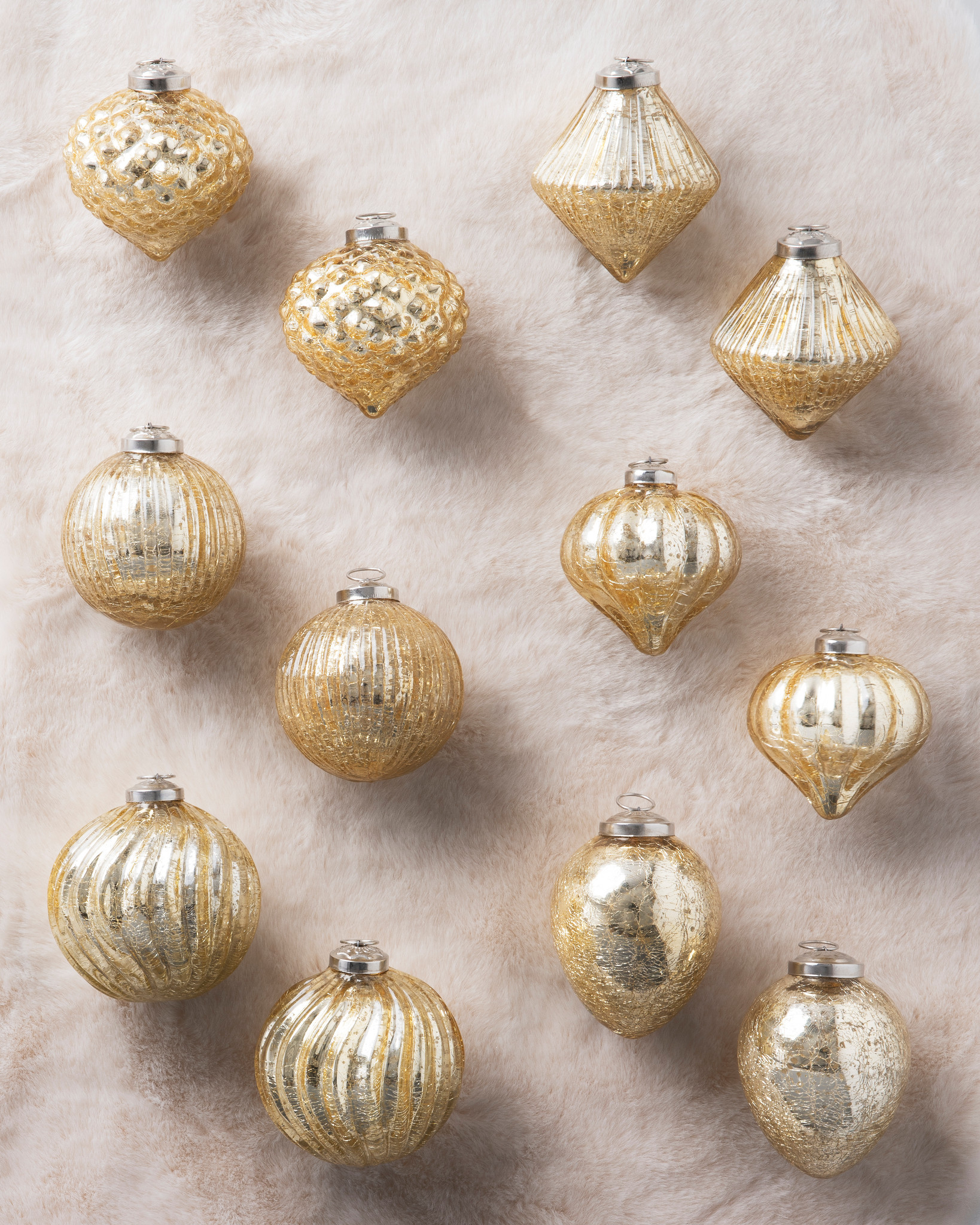 Gold BH Essentials Mercury Glass Christmas Ornament Set | Balsam Hill