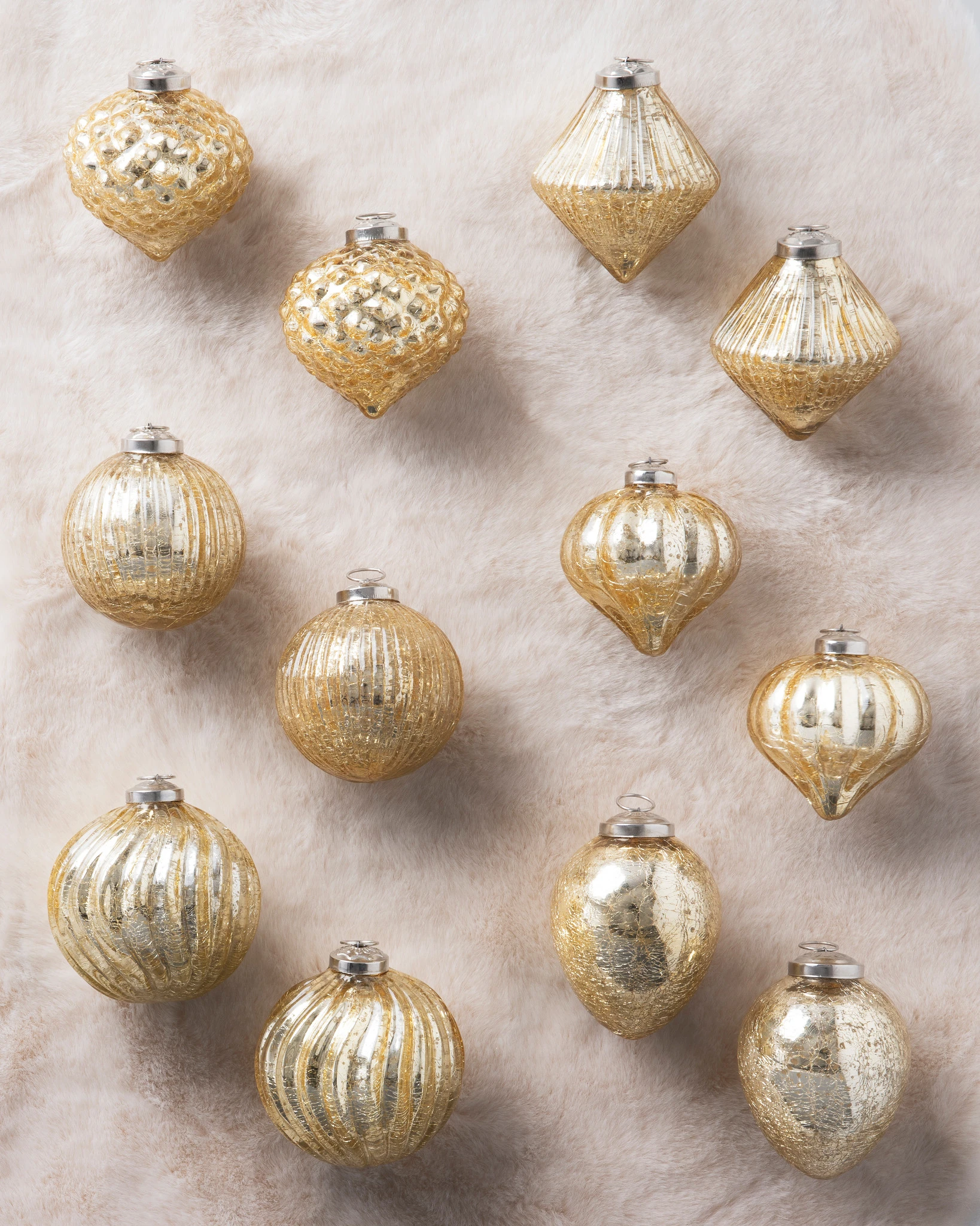 Gold BH Essentials Mercury Glass Ornament Set