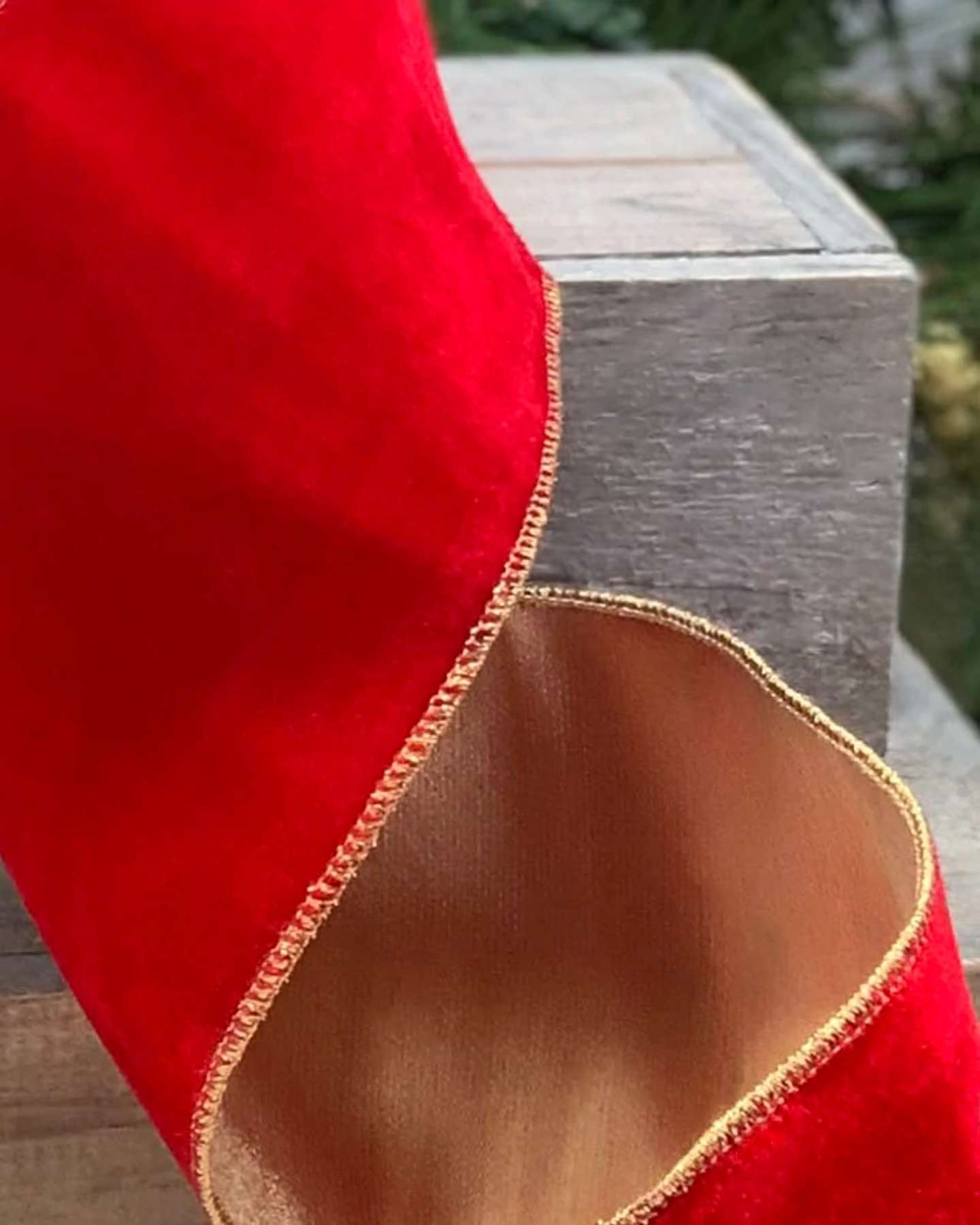 4" x 10yds Red Vintage French Velvet Christmas Ribbon