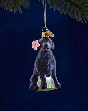 Balsam Hill Studio Black Labrador with Plumeria Ornament Balsam Hill Studio Black Labrador with Plumeria Ornament