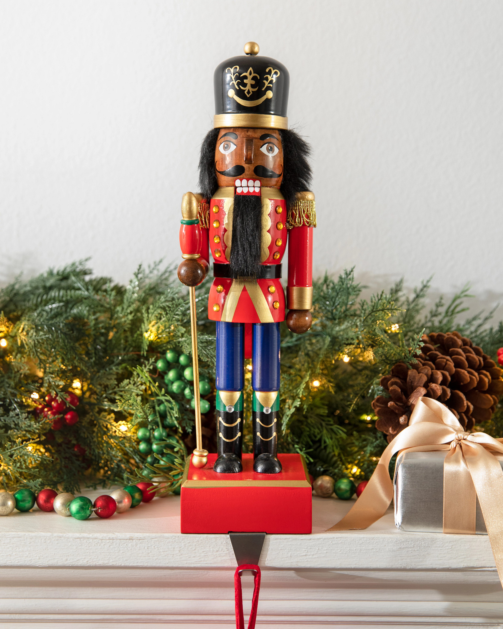 Black Nutcracker Palace Soldier Christmas Stocking Holder | Balsam Hill