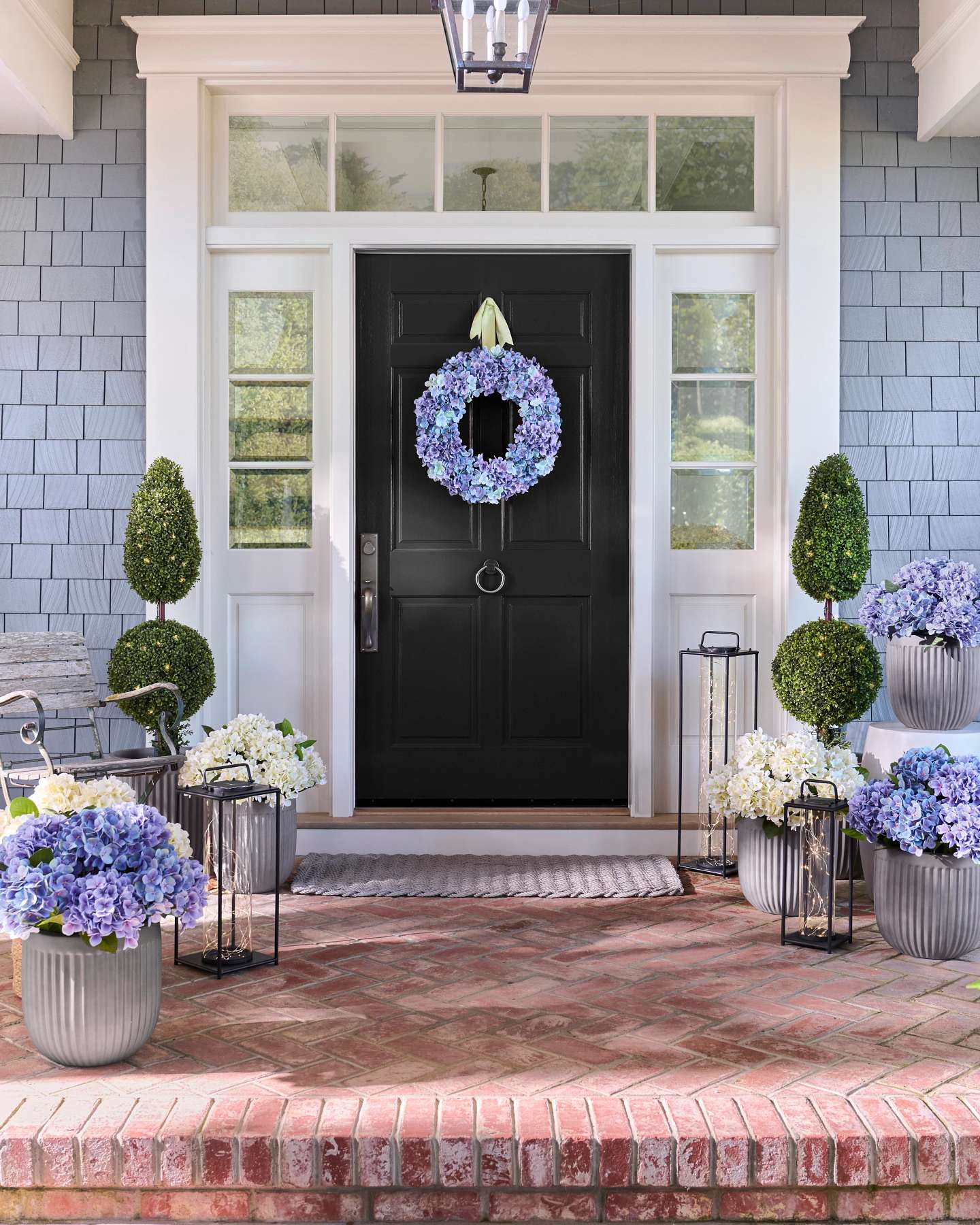 Balsam Hill Outdoor Hydrangea Harmony Artificial Spring Foliage in Outdoor Landscape