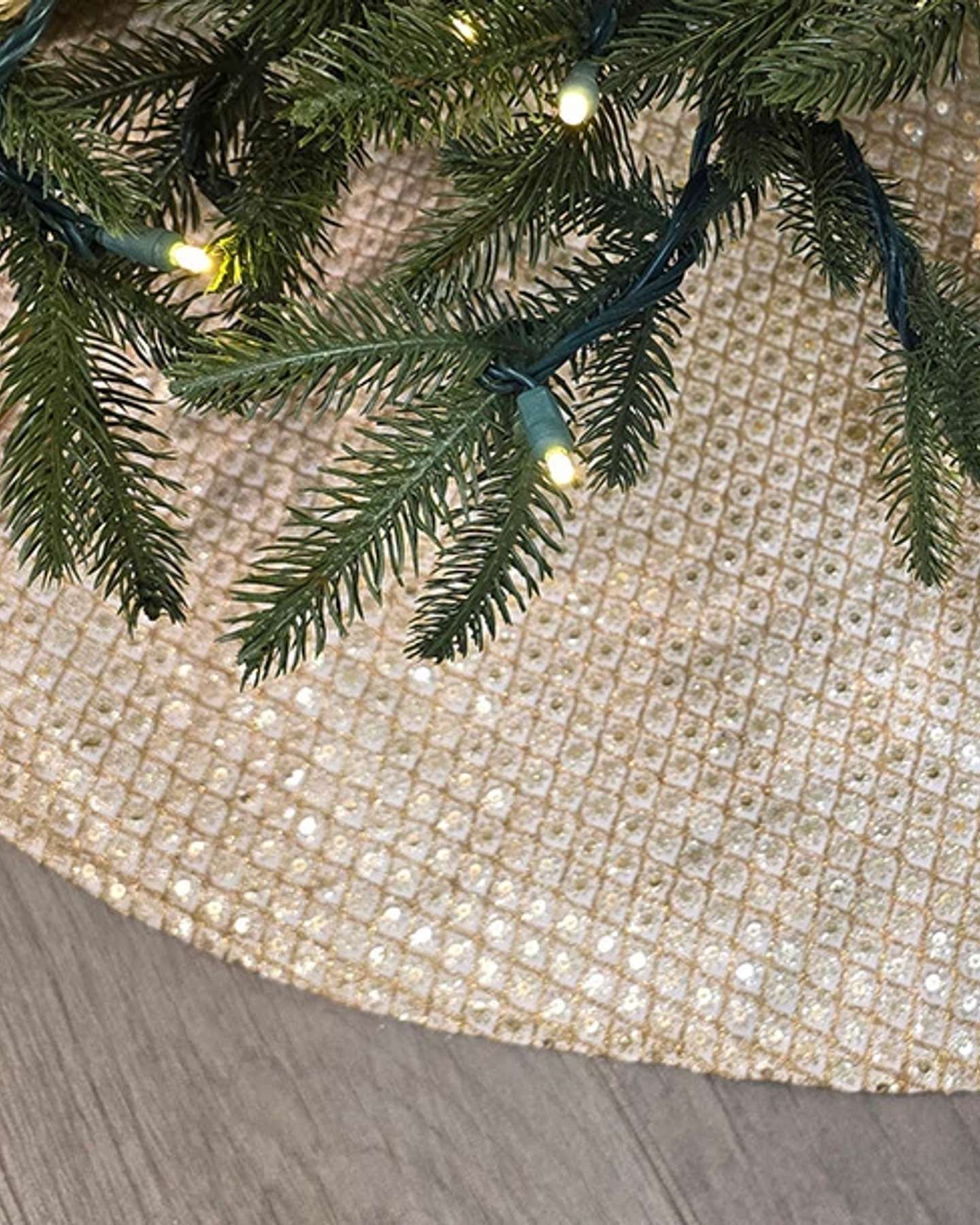 64" Champagne Gold Sequin Dupioni Tree Skirt